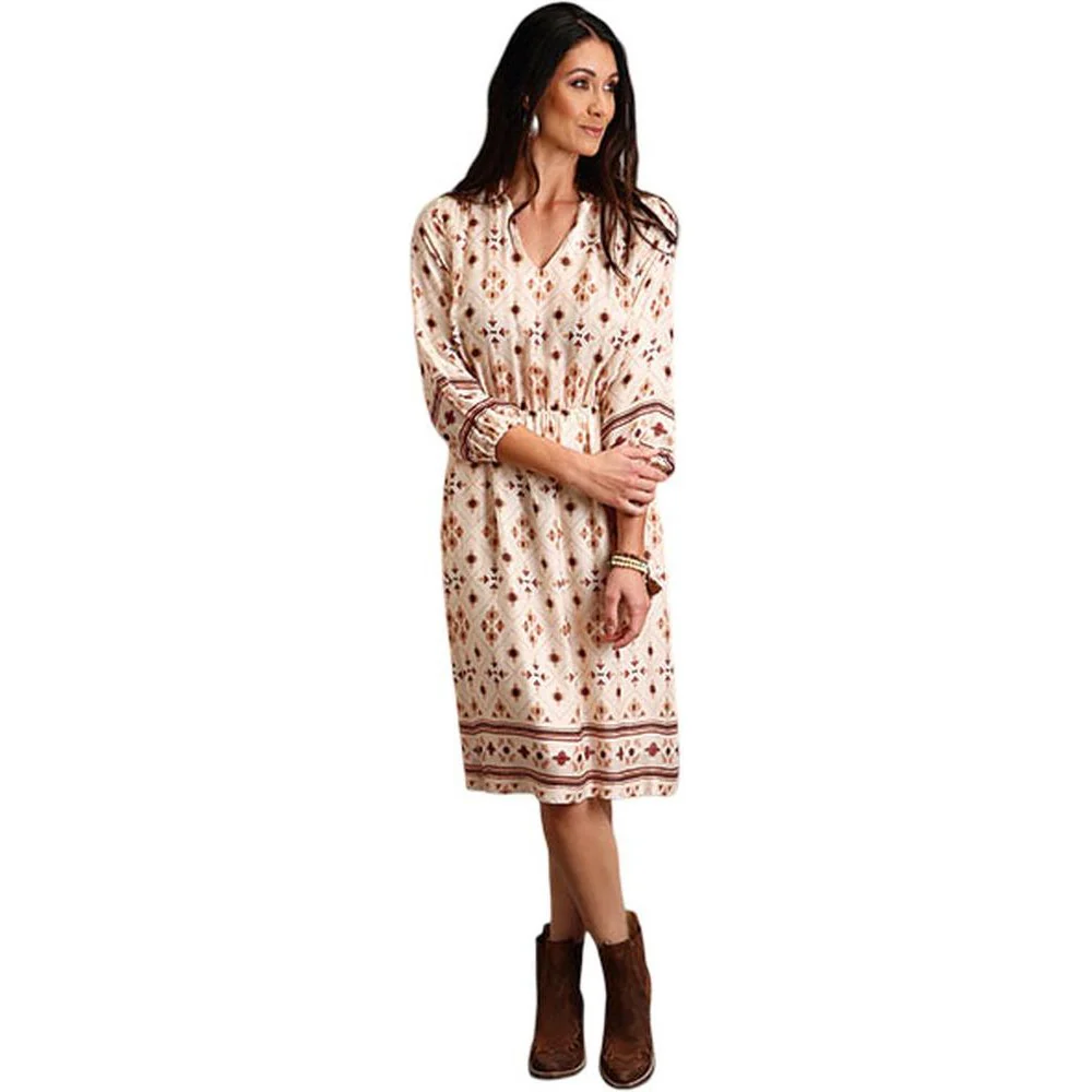Stetson - Womens Gaucho Border Print Rayon Herringbone Dress