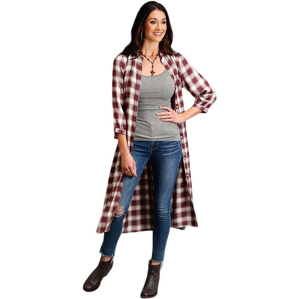 Stetson - Womens Gaucho Plaid Prairie Shirt Dress - Image 2
