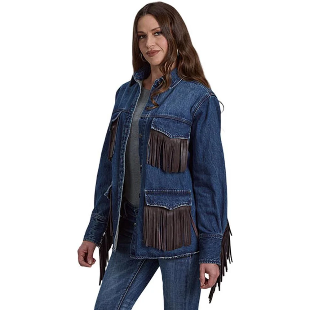 Stetson - Womens Jacket Denim Hip Length With Fringe
