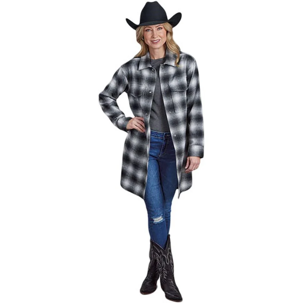 Stetson - Womens Jacket Plaid Oversized Long Shirt - Image 2