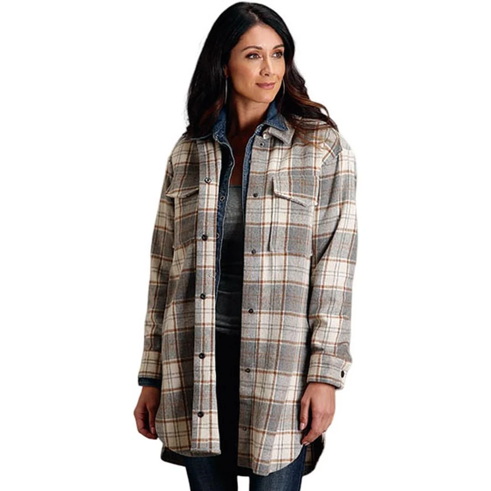 Stetson - Womens Jacket Plaid Oversized Long Shirt - Image 2