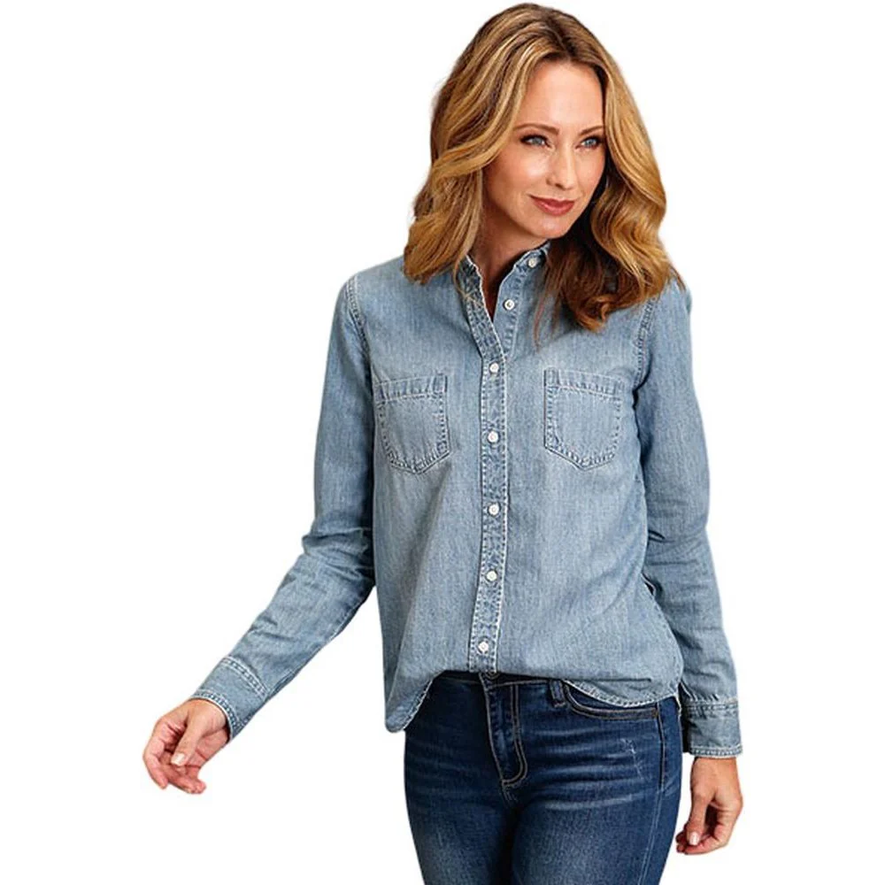 Stetson - Womens Long Sleeve Shirt Denim Collared - Image 2