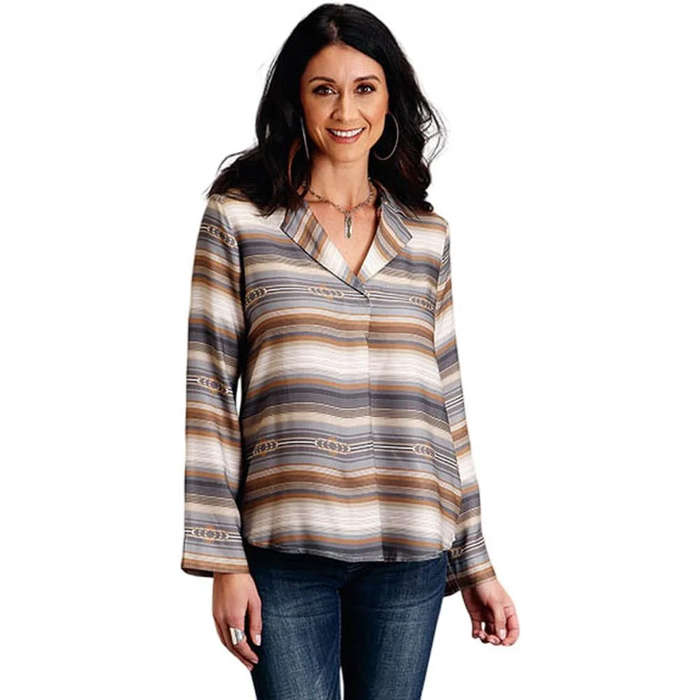 Stetson - Womens Long Sleeve Shirt Desert Serape Print Blouse V-Neck - Image 2