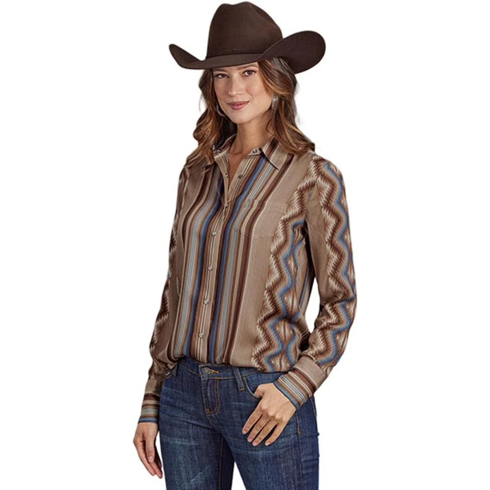 Stetson - Womens Long Sleeve Shirt Sand Serape Print Western Blouse - Image 2