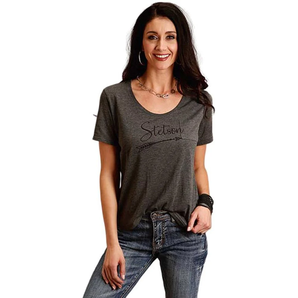 Stetson - Womens Short Sleeve T-Shirt Arrow Print Graphic - Image 2