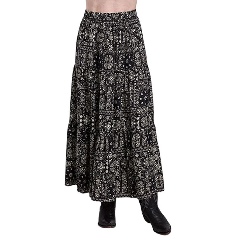 Stetson - Womens Skirt Black Bandana Print Viscose 3-Tiered - Image 2