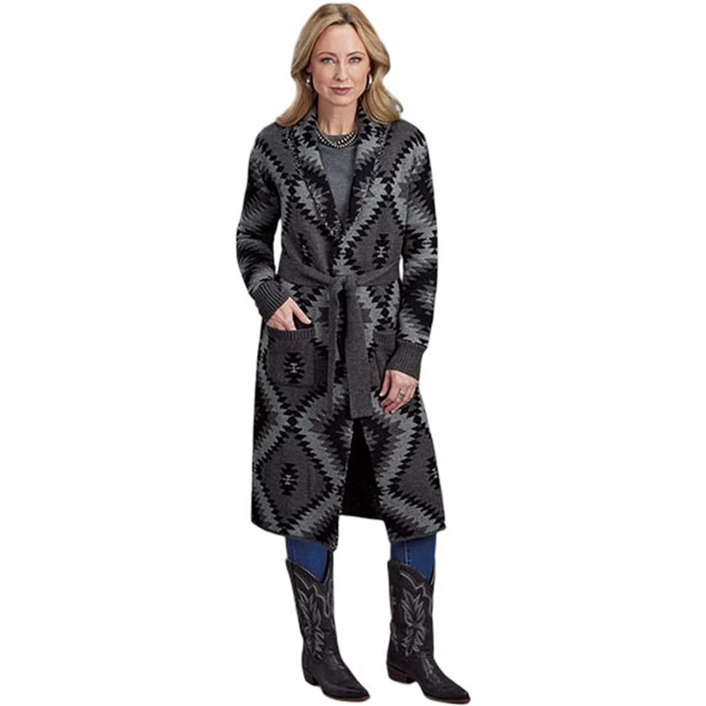 Stetson - Womens Sweater Aztec Duster Shawl Collar - Image 2