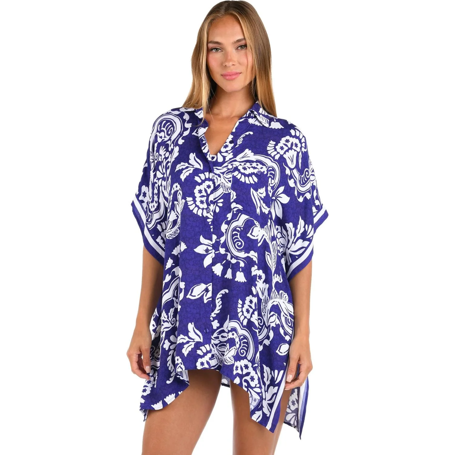 Sunshine 79 - Womens Flower Resort Swim Cover-Up Shirt