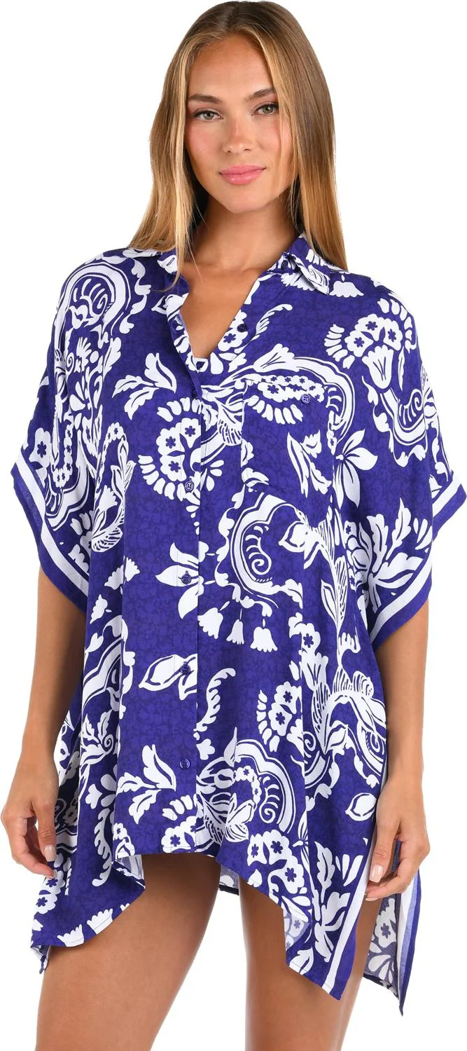 Sunshine 79 - Womens Flower Resort Swim Cover-Up Shirt - Image 2