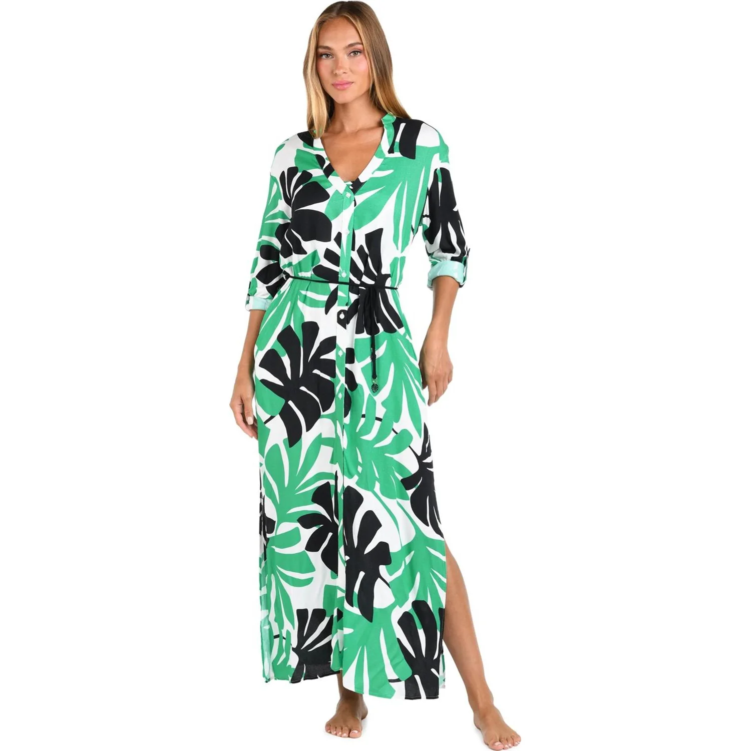 Sunshine 79 - Womens Monstera Maxi Dress With Pockets Cover Up