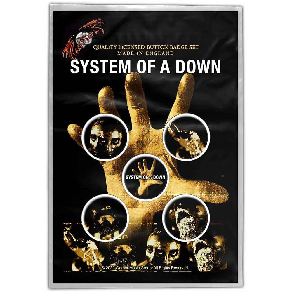 System Of A Down - Unisex Hand Button Badge Pack