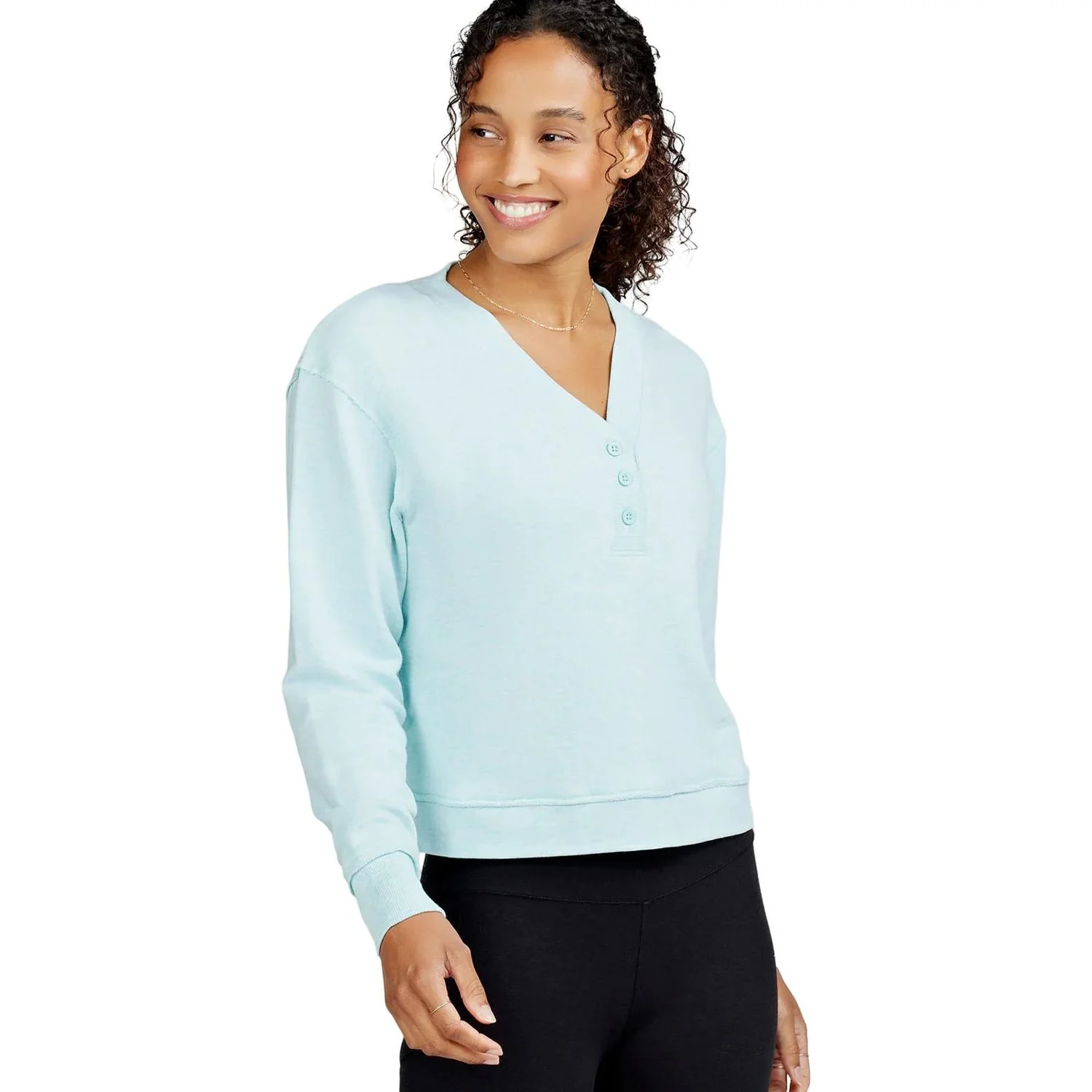 Tasc Performance - Womens Varsity Henley Sweatshirt - Image 2