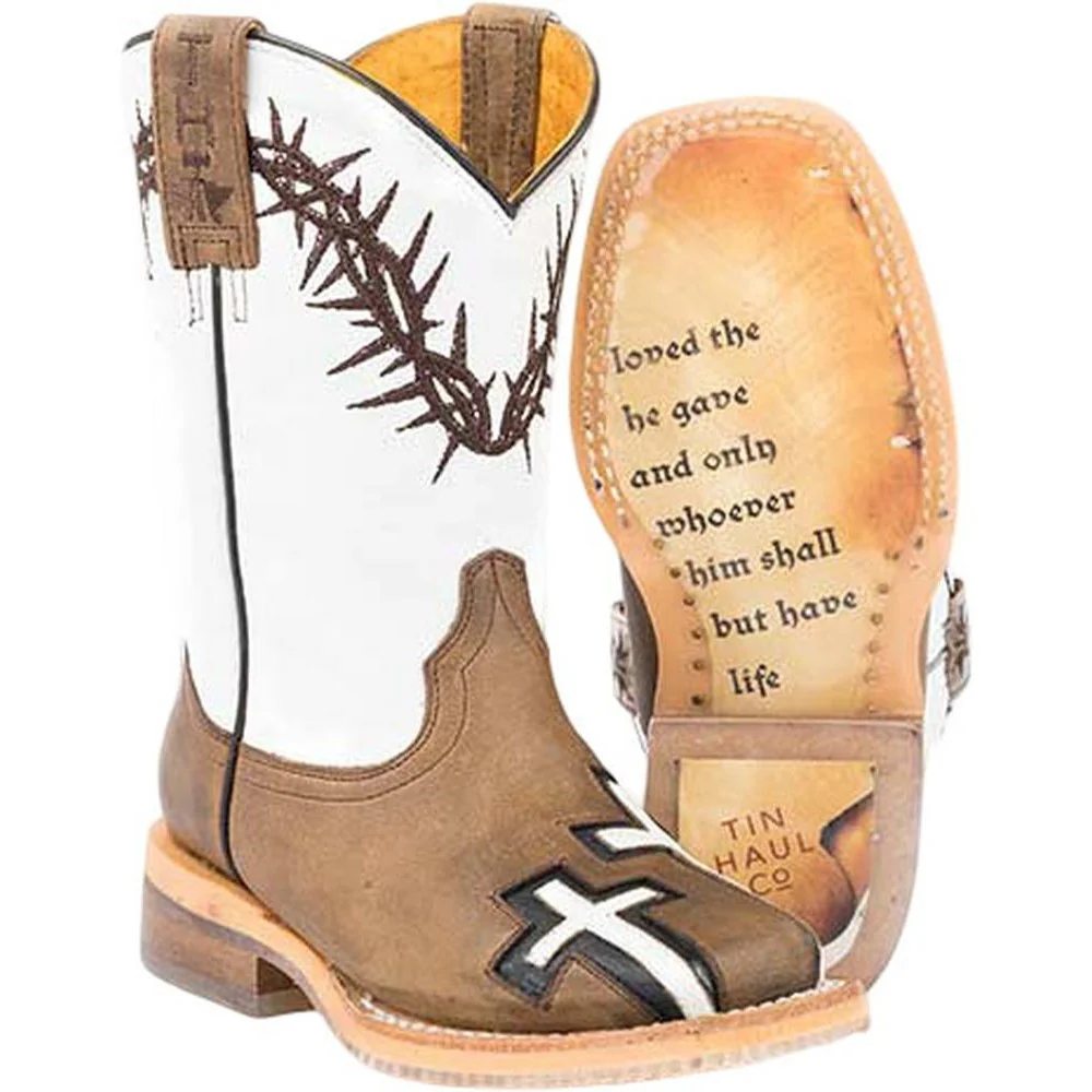 Tin Haul - Little Kids Crosses John 3:16 Sole Western Boot
