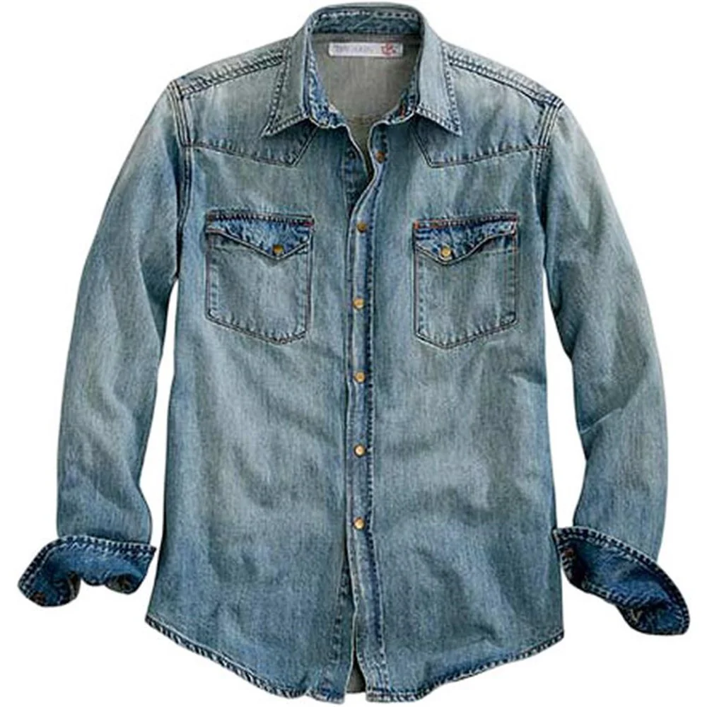 Tin Haul - Men Long Sleeve Denim Shirt - Image 2
