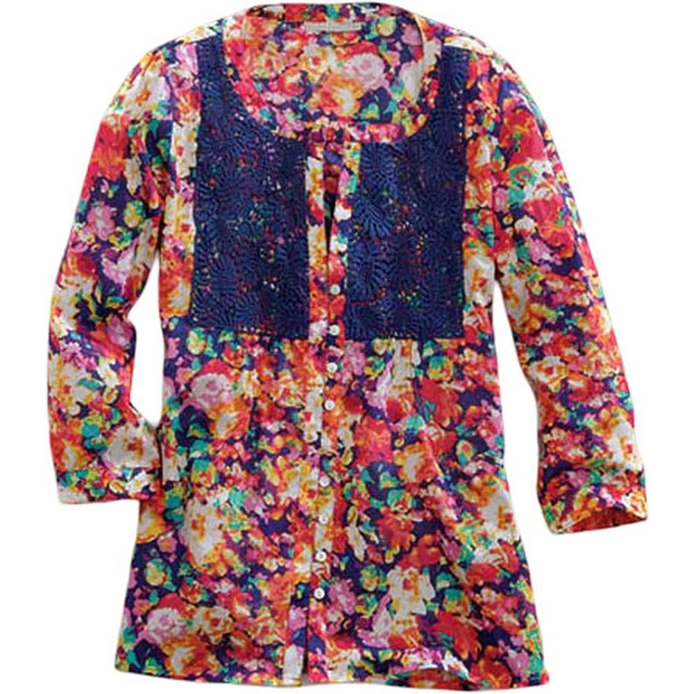 Tin Haul - Women Boho Style Long Sleeve Blouse - Image 2