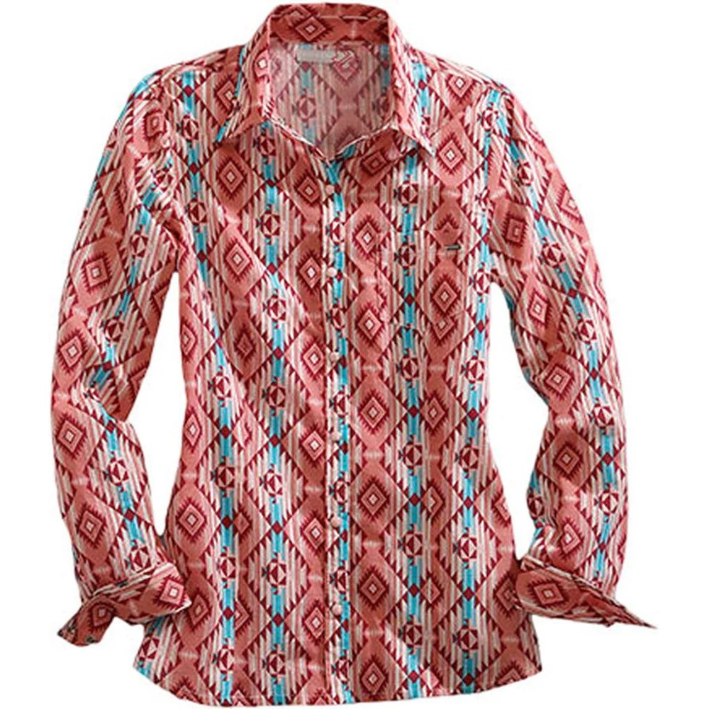 Tin Haul - Women Long Sleeve Aztec Print Shirt