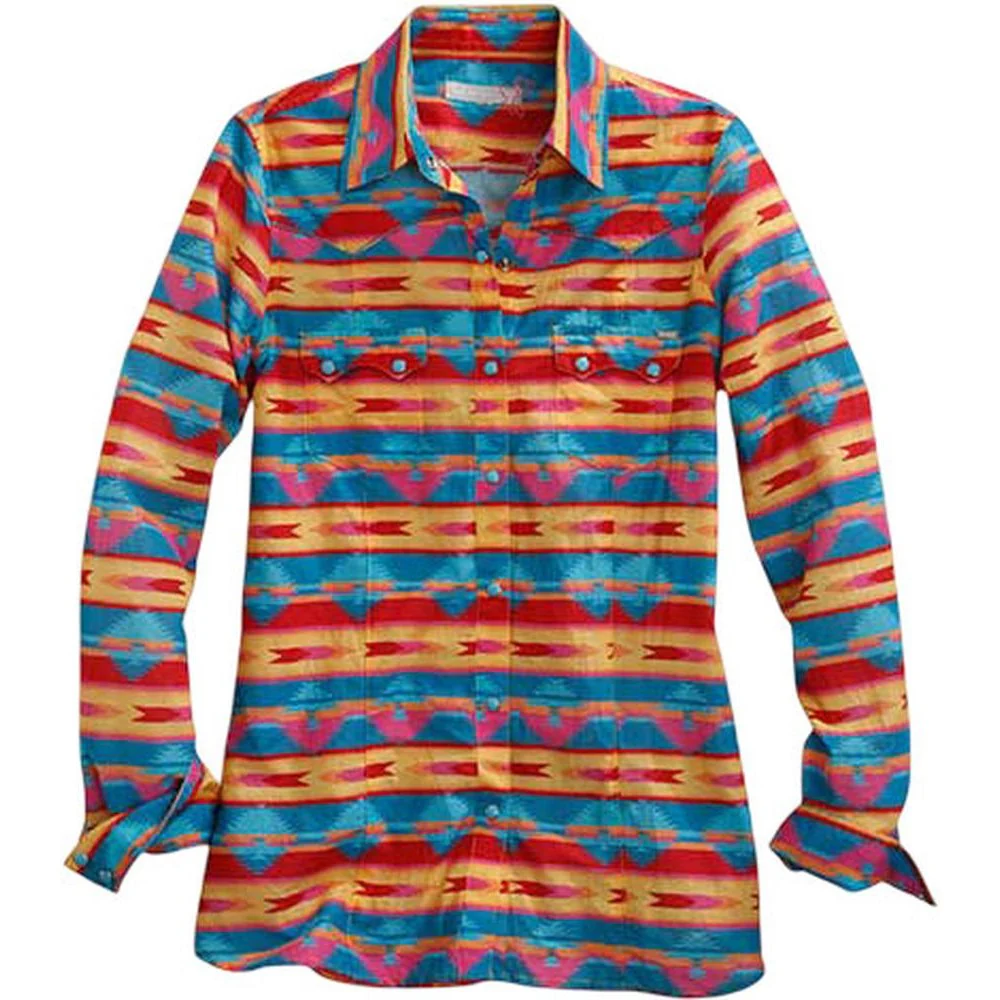 Tin Haul - Women Long Sleeve Aztec Print Shirt