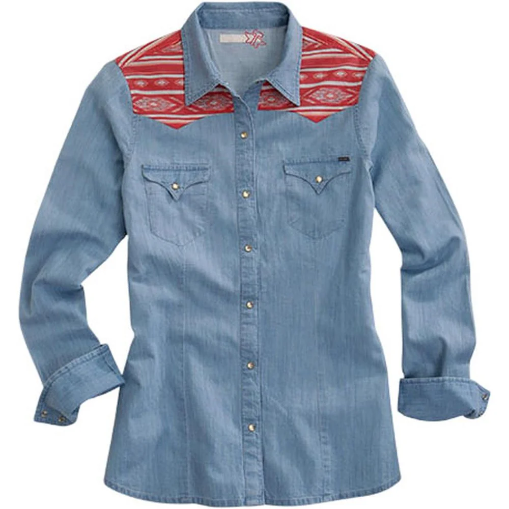 Tin Haul - Women Long Sleeve Denim Shirt - Image 2