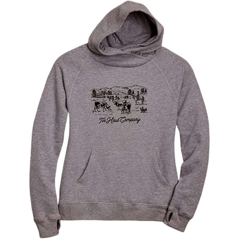 Tin Haul - Womens Hooded Sweatshirt Fleece Blend Asymmetrical Crossover