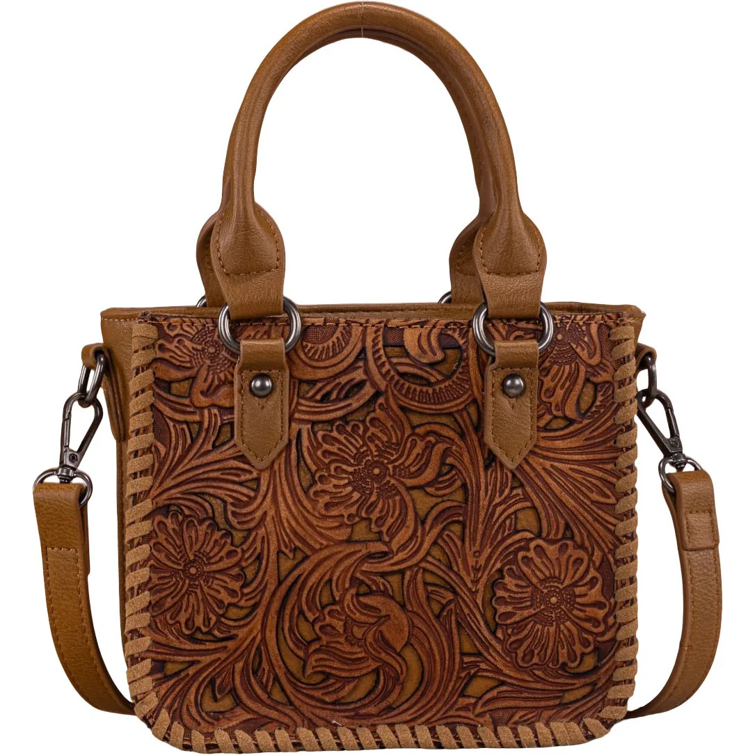 Trinity Ranch - Womens Floral Tooled Collection Mini Tote/Crossbody Bag - Image 3