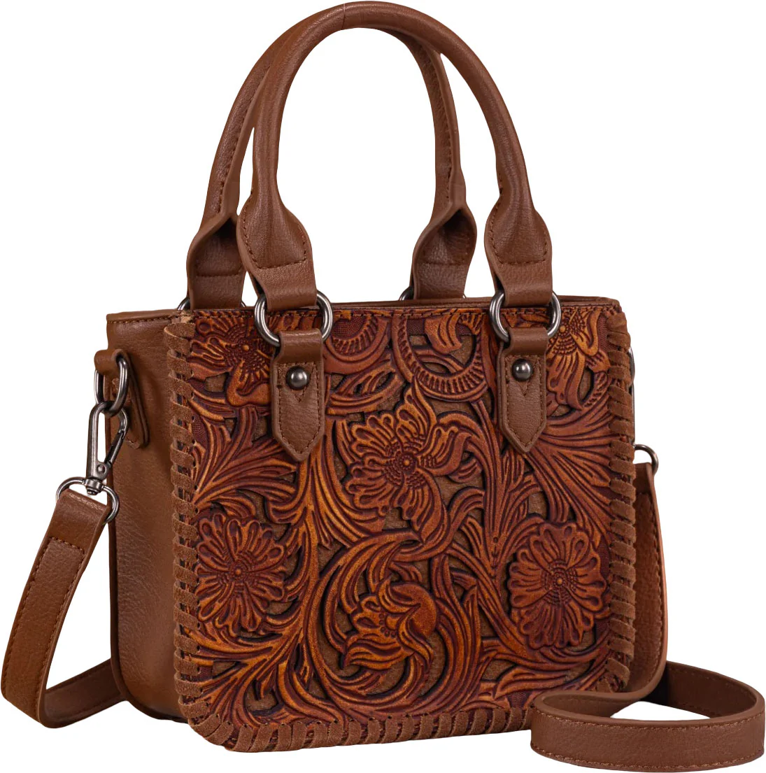 Trinity Ranch - Womens Floral Tooled Collection Mini Tote/Crossbody Bag - Image 5