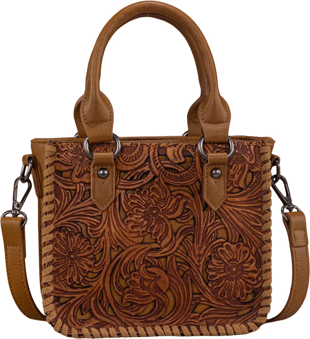Trinity Ranch - Womens Floral Tooled Collection Mini Tote/Crossbody Bag - Image 7
