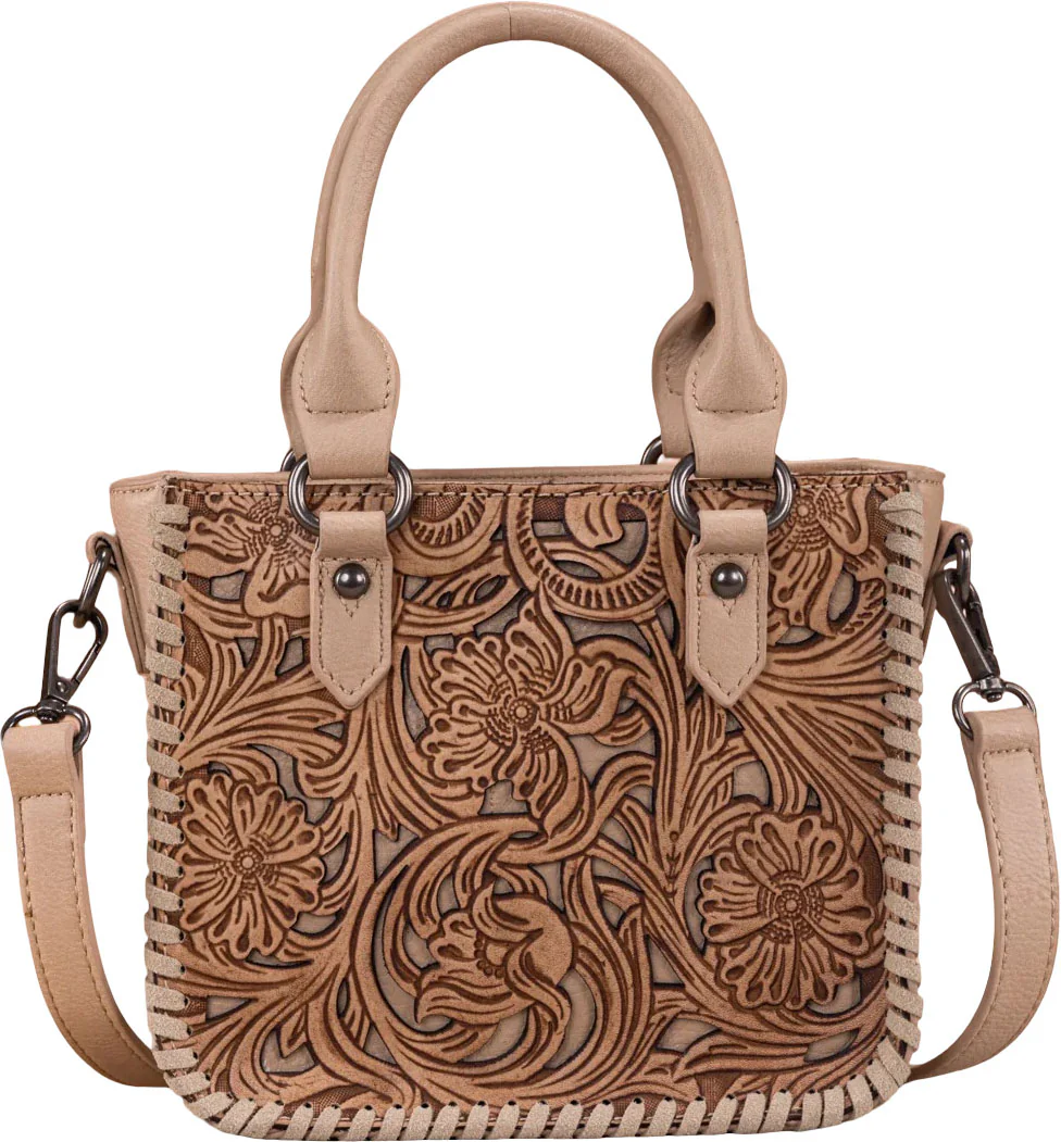 Trinity Ranch - Womens Floral Tooled Collection Mini Tote/Crossbody Bag - Image 8