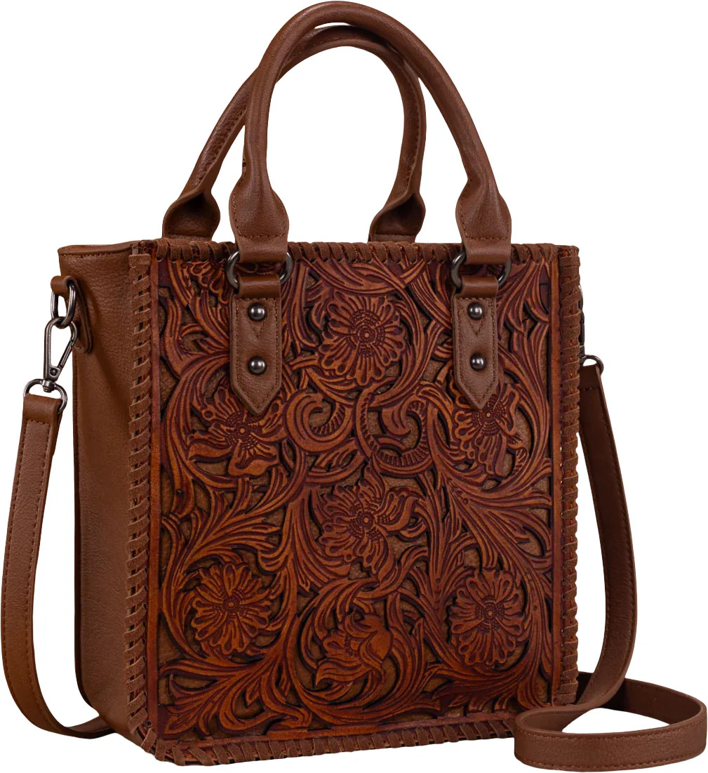 Trinity Ranch - Womens Floral Tooled Collection Tote/Crossbody Bag - Image 5