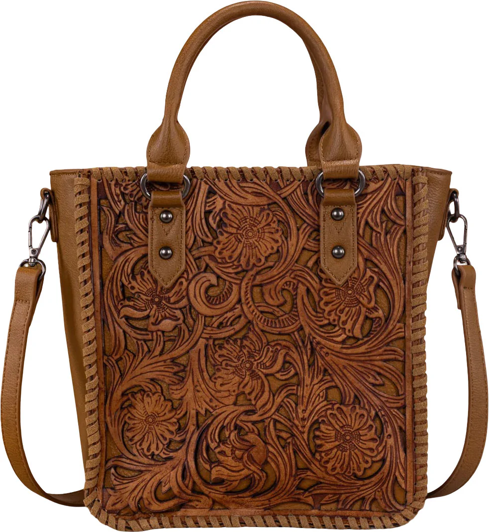 Trinity Ranch - Womens Floral Tooled Collection Tote/Crossbody Bag - Image 7
