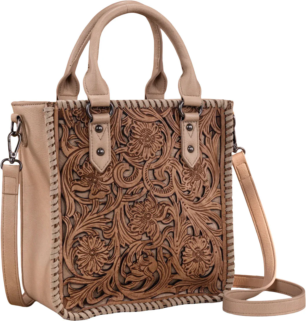 Trinity Ranch - Womens Floral Tooled Collection Tote/Crossbody Bag - Image 8