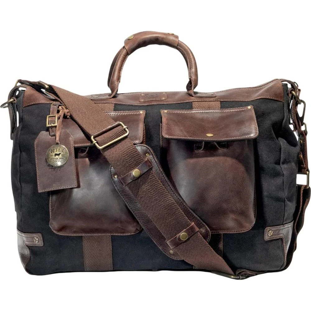 Will Leather Goods - Mens Canvas and Leather Travel Duffle Bag - Image 2