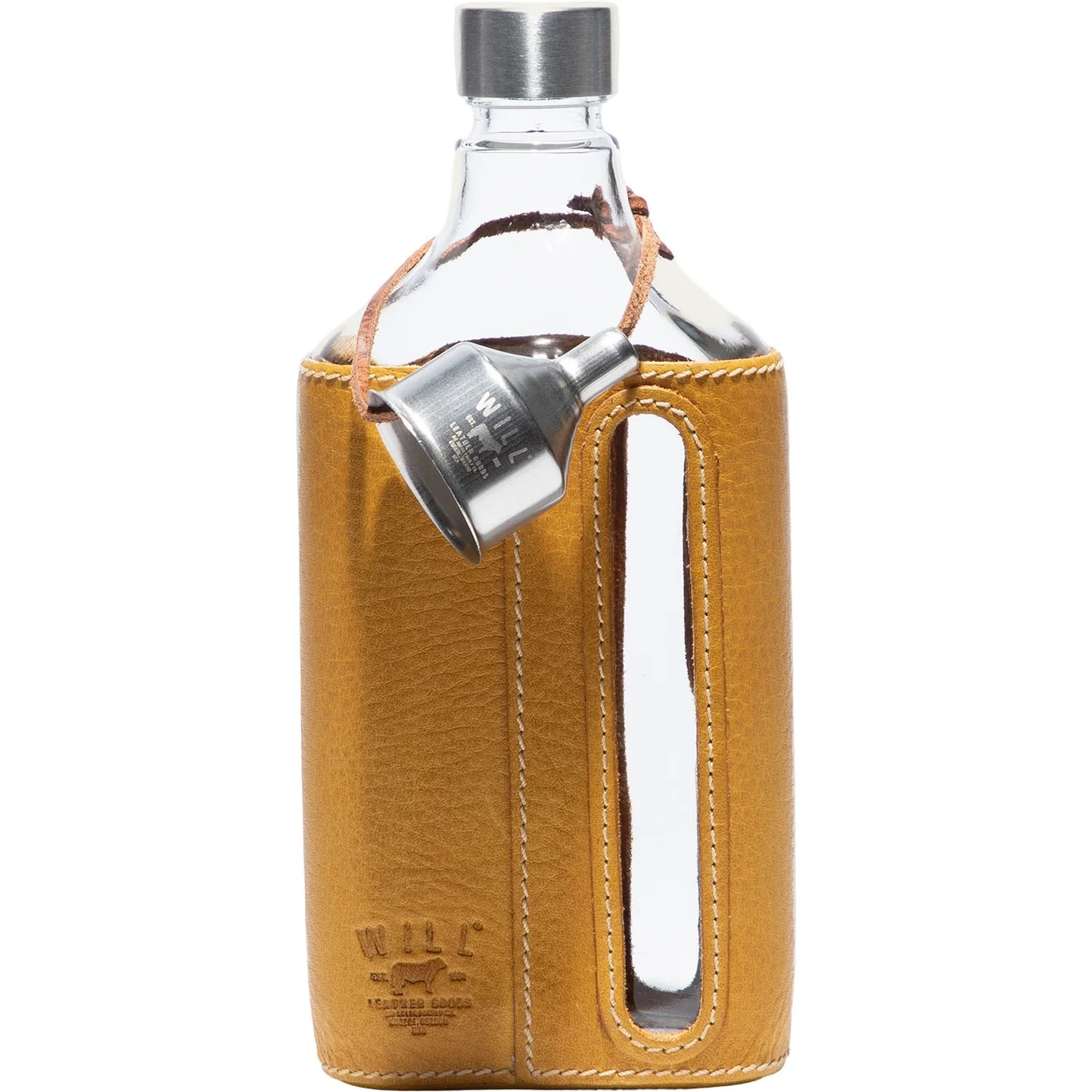 Will Leather Goods - Unisex Glass Leather Flask 375 Milliliter - Image 8