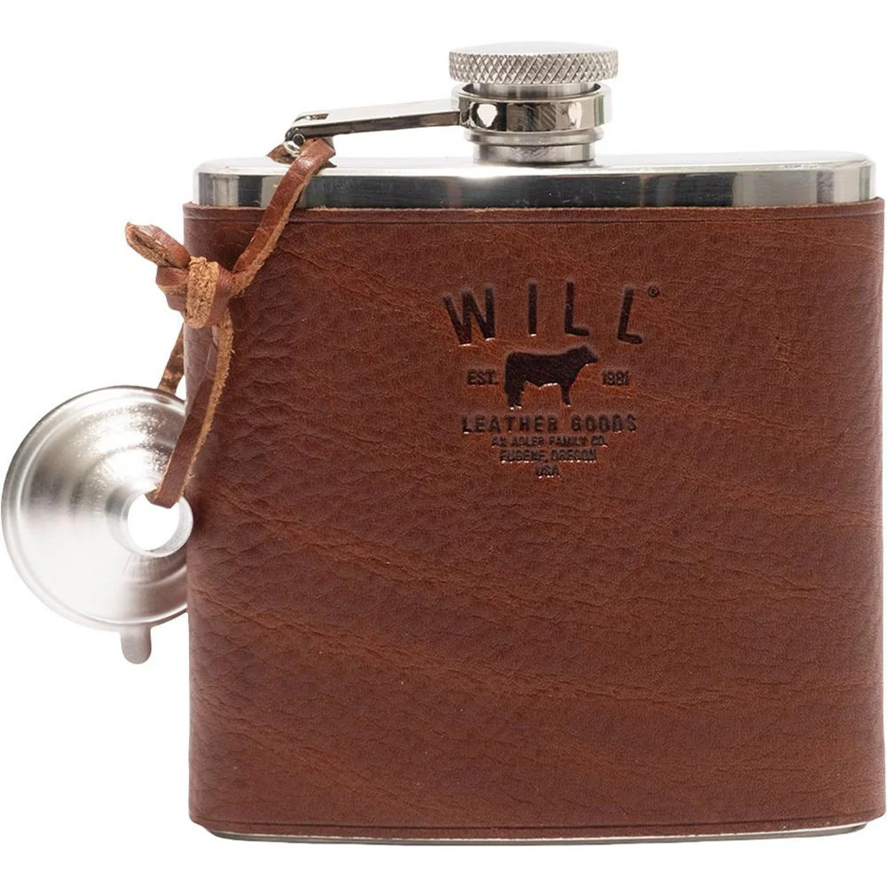 Will Leather Goods - Unisex Leather and Stainless Steel Flask - Image 2