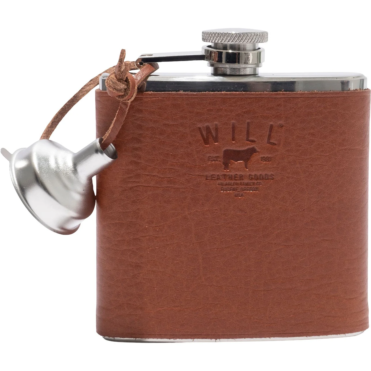 Will Leather Goods - Unisex Leather and Stainless Steel Flask - Image 4