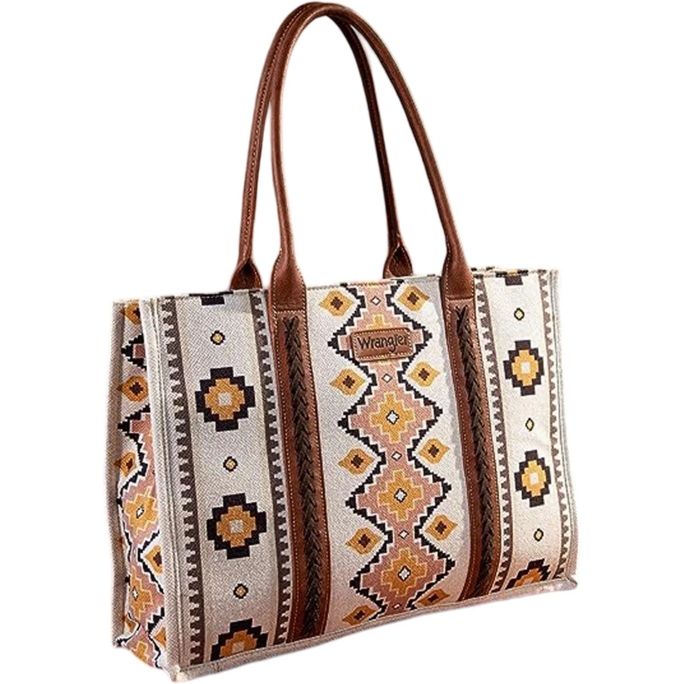 Wrangler Southwestern Pattern Dual Sided Print Canvas Wide Tote - Image 3