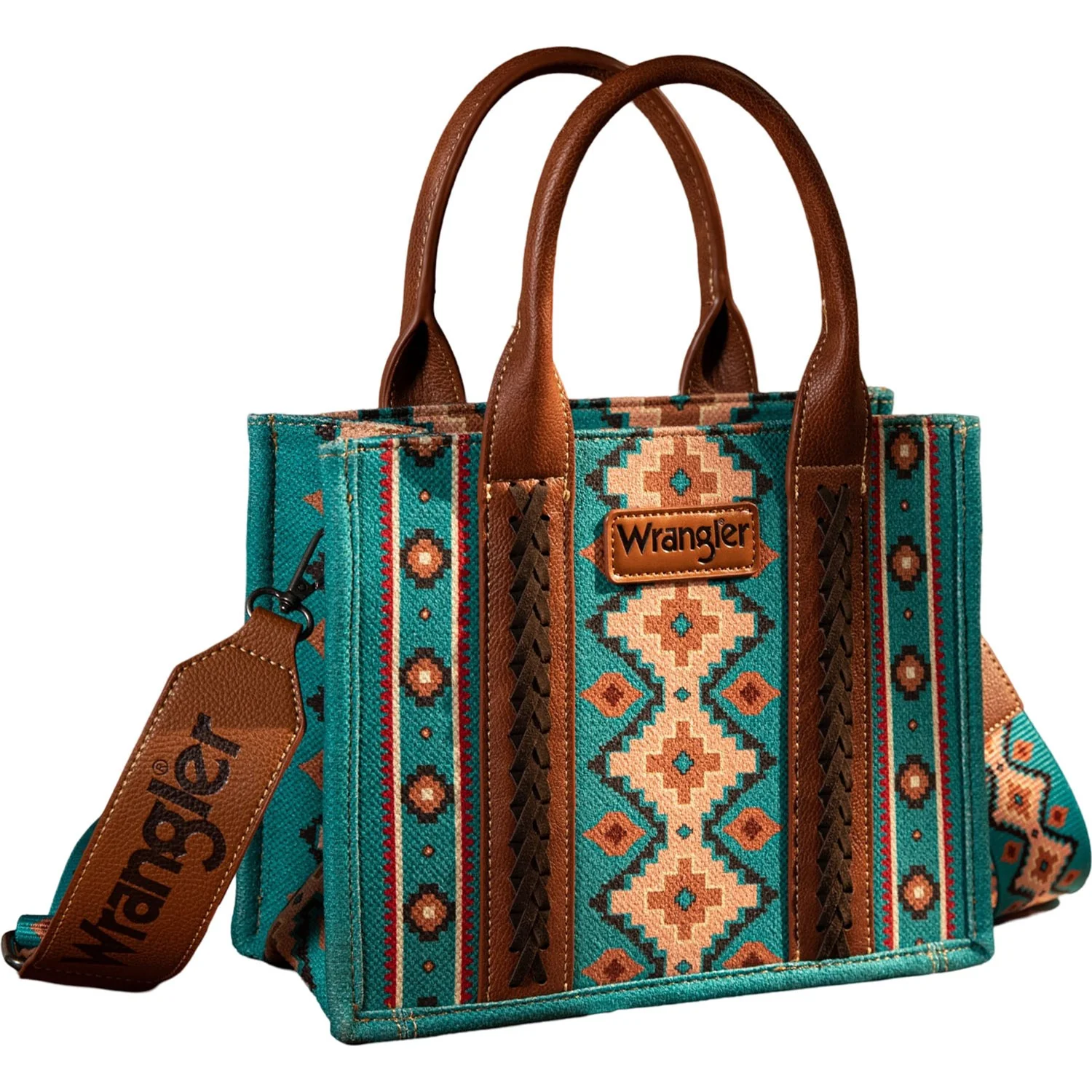Wrangler Southwestern Print Small Canvas Tote/Crossbody Bag - Image 3