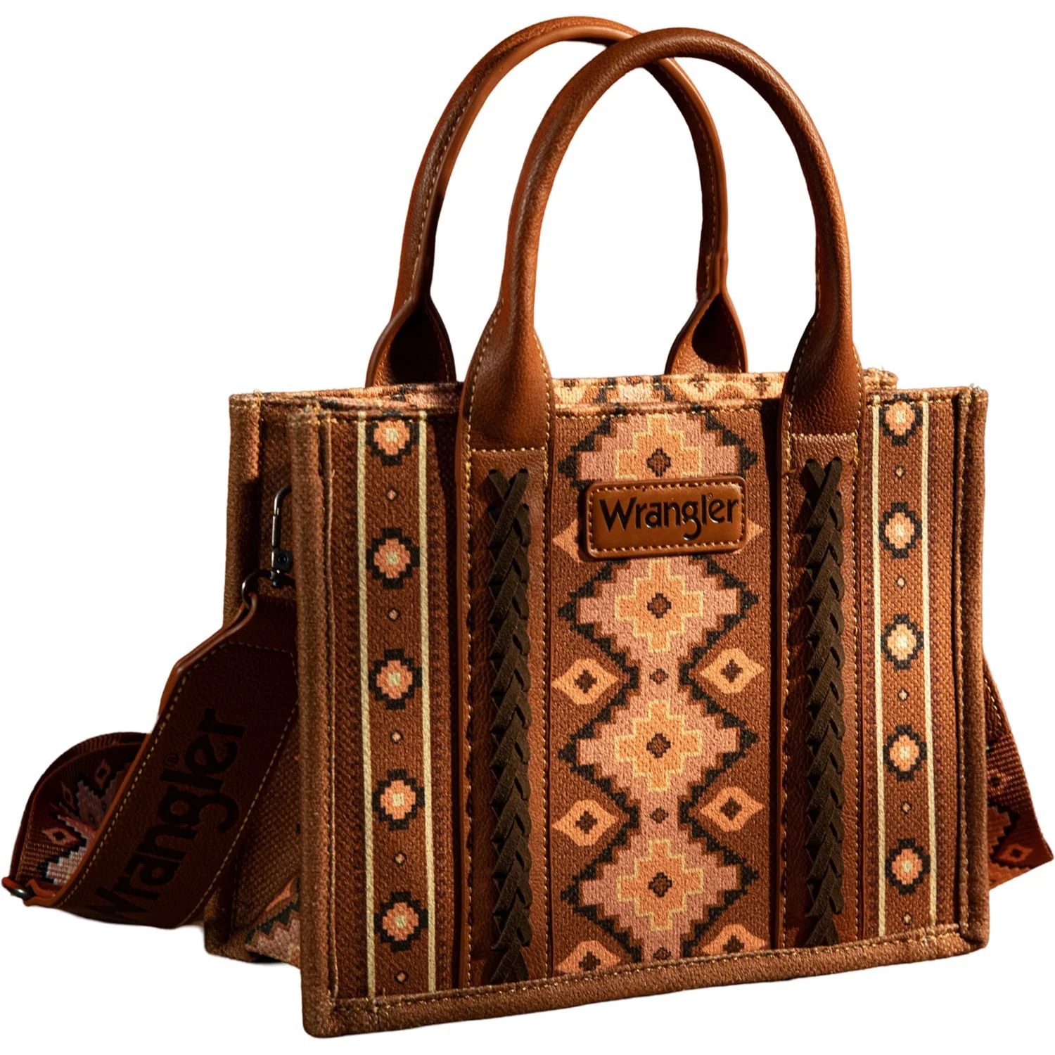 Wrangler Southwestern Print Small Canvas Tote/Crossbody Bag - Image 5