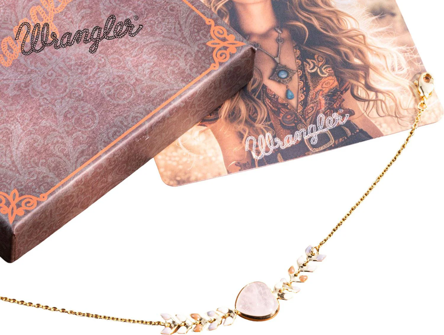 Wrangler - Womens 14 Karat Gold Western Chain Bracelet Heart Shaped Natural Stone - Image 9