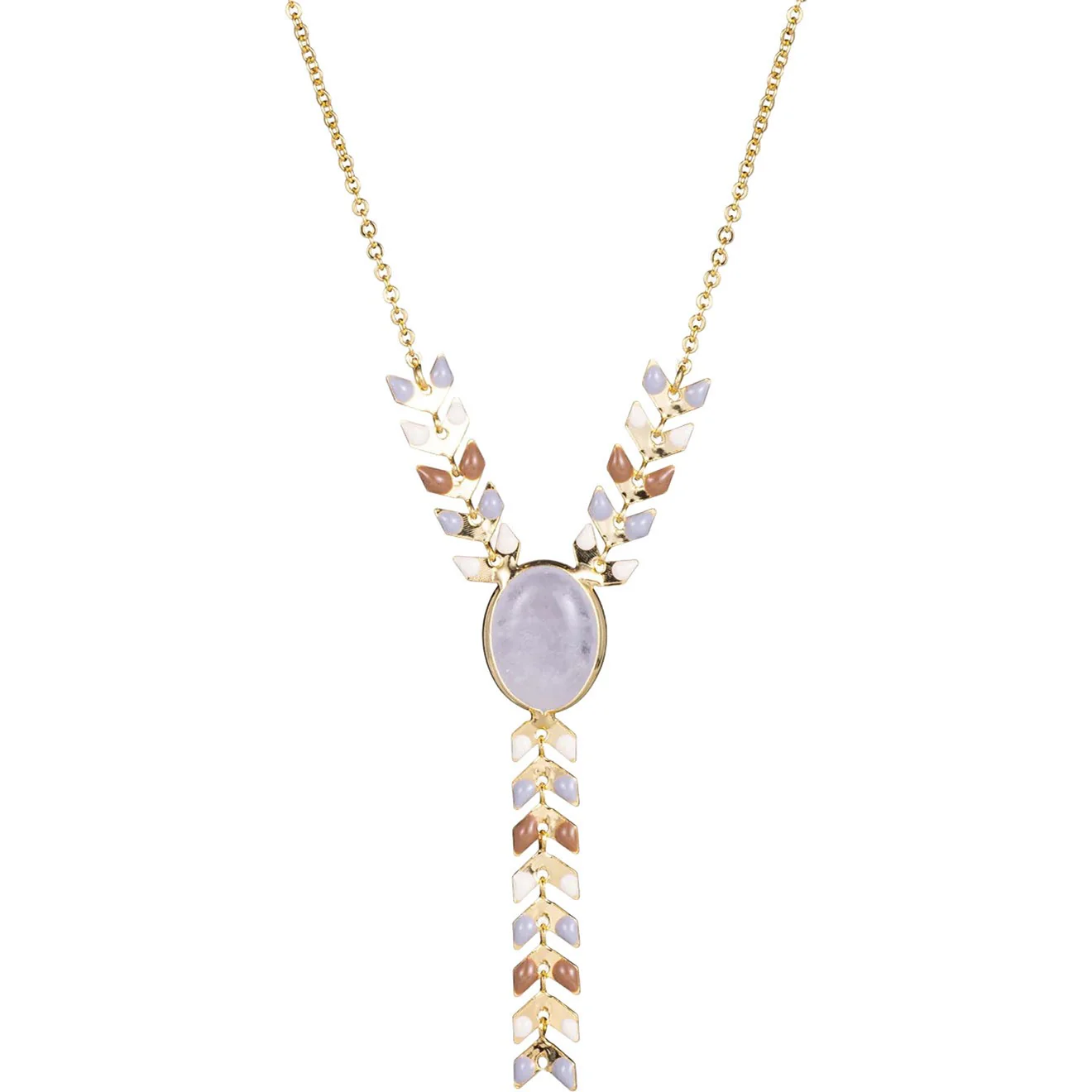 Wrangler - Womens 14K Gold Western Y Necklace Oval Shaped Natural Stone Pendant - Image 2