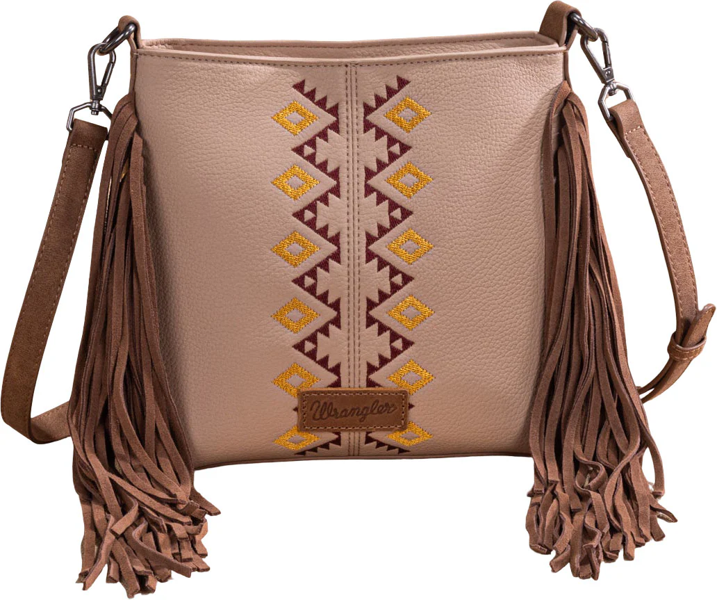 Wrangler - Womens Aztec Embroidered Fringe Crossbody Bag - Image 10