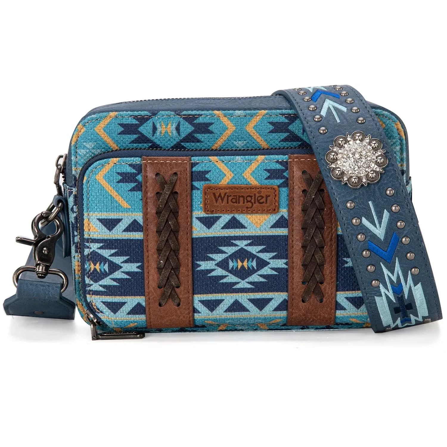 Wrangler - Womens Aztec Printed Crossbody Purse With Wallet Compartment - Image 3