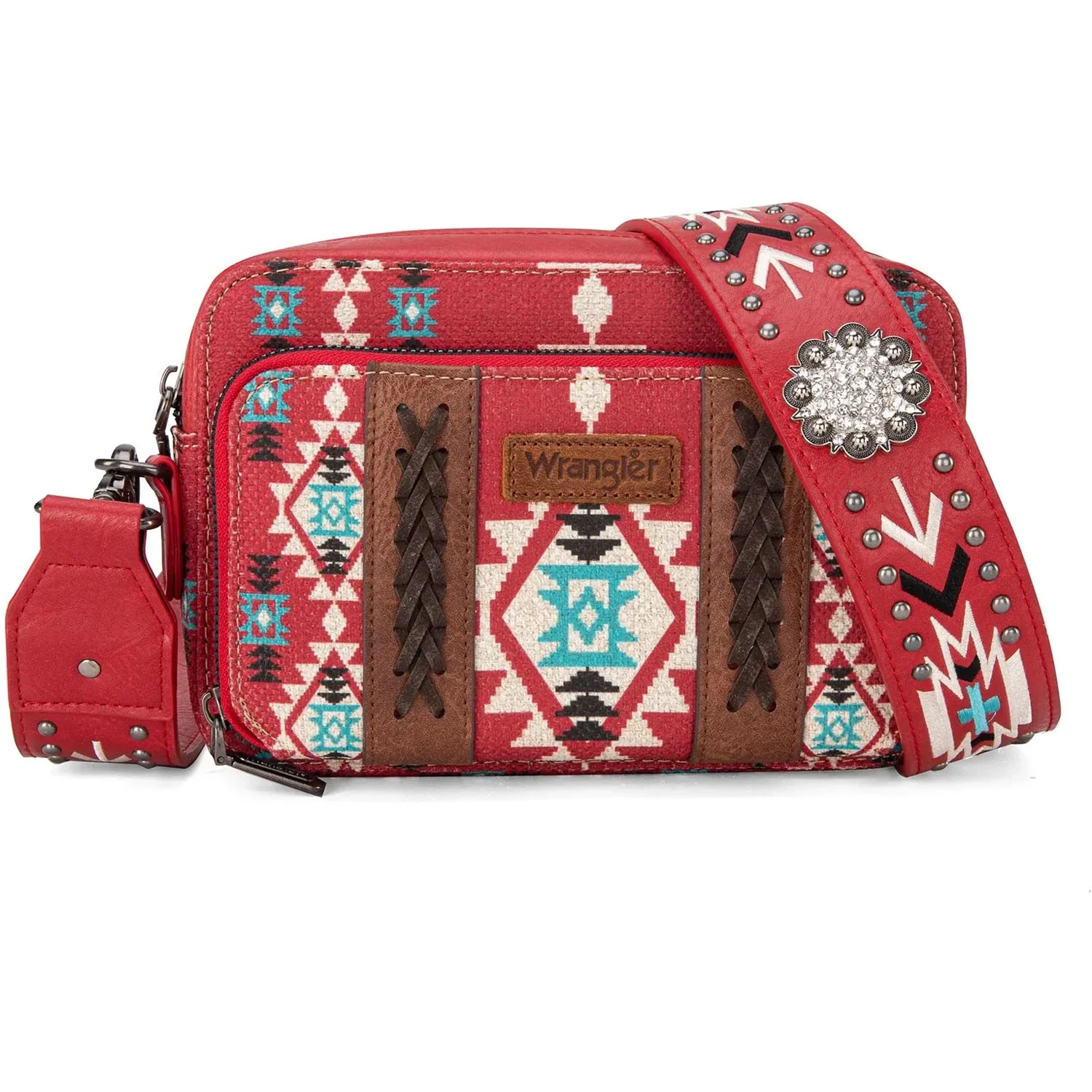 Wrangler - Womens Aztec Printed Crossbody Purse With Wallet Compartment - Image 7