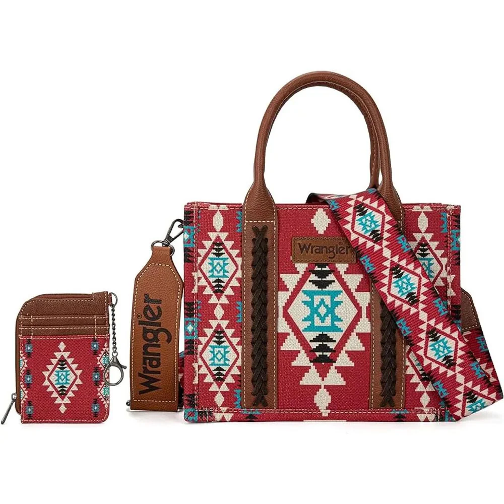 Wrangler - Womens Aztec Small Tote/Crossbody Bag And Card Case Set - Image 4