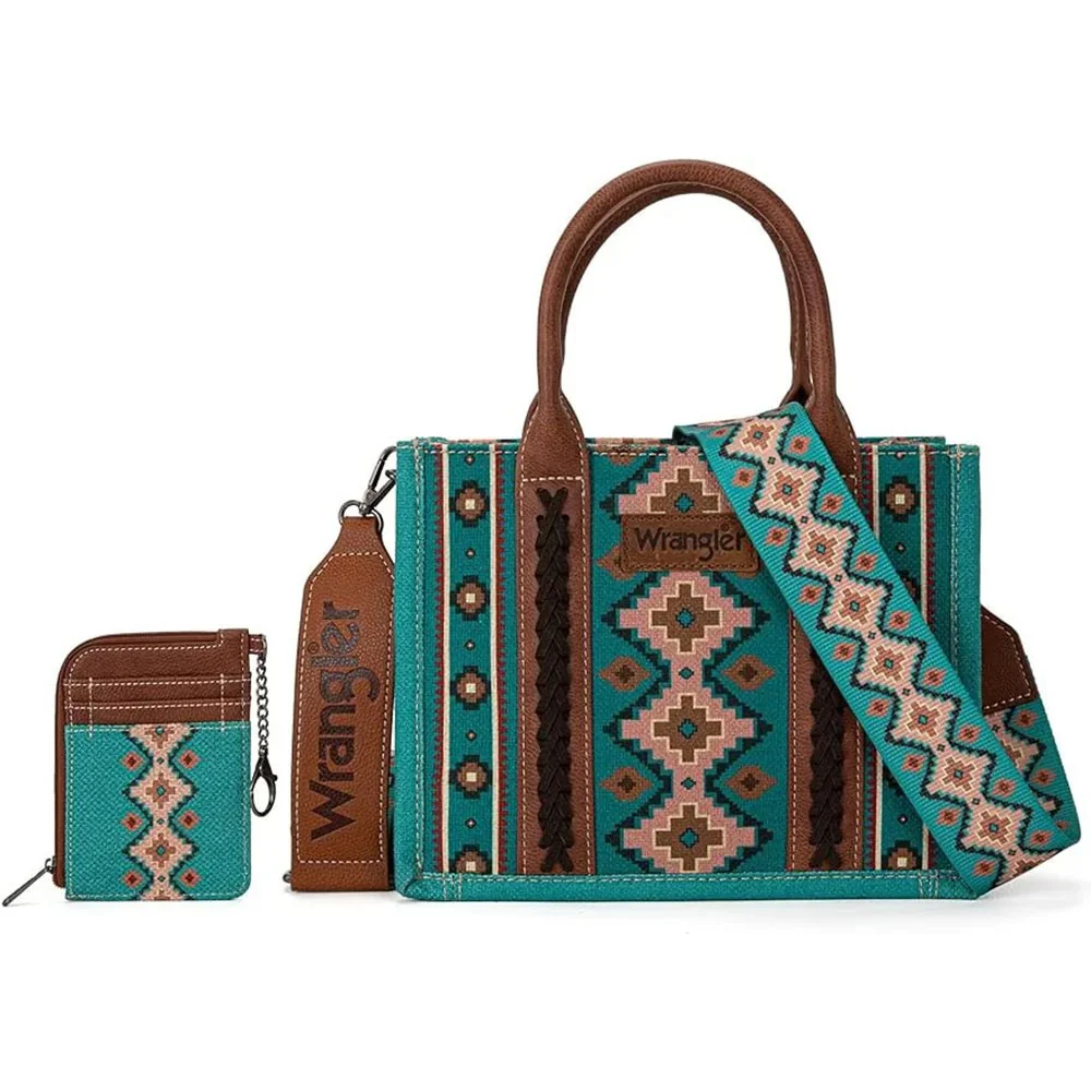 Wrangler - Womens Aztec Small Tote/Crossbody Bag And Card Case Set - Image 6