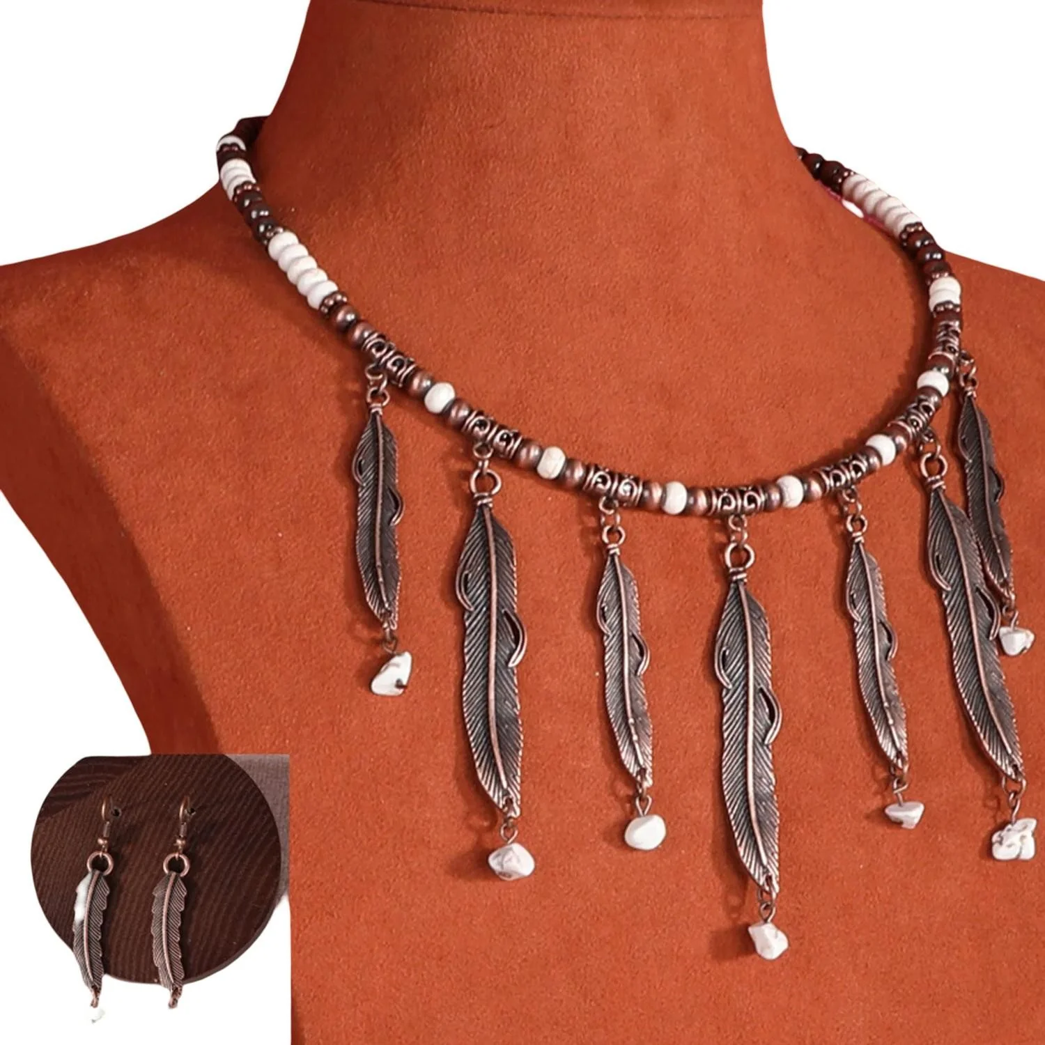 Wrangler - Womens Bohemian Pendant Necklace And Earrings Jewelry Set