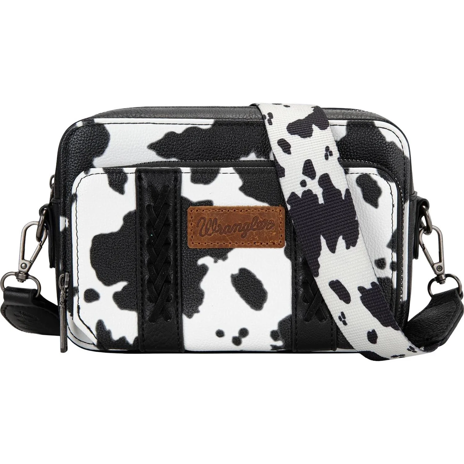 Wrangler - Womens Cow Print Crossbody Purse With Wallet Compartment