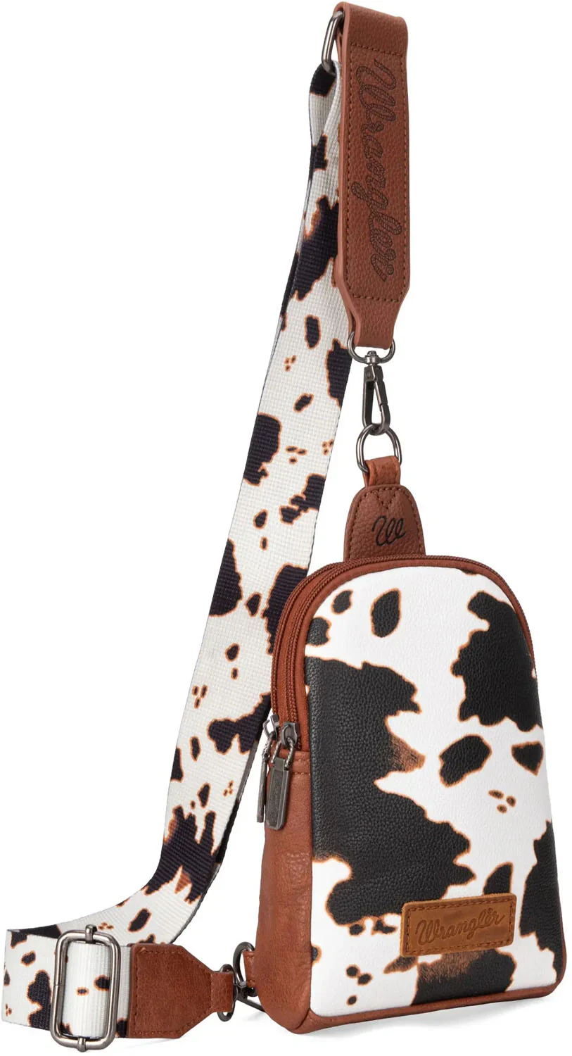 Wrangler - Womens Cow Print Crossbody Sling Chest Bag - Image 6