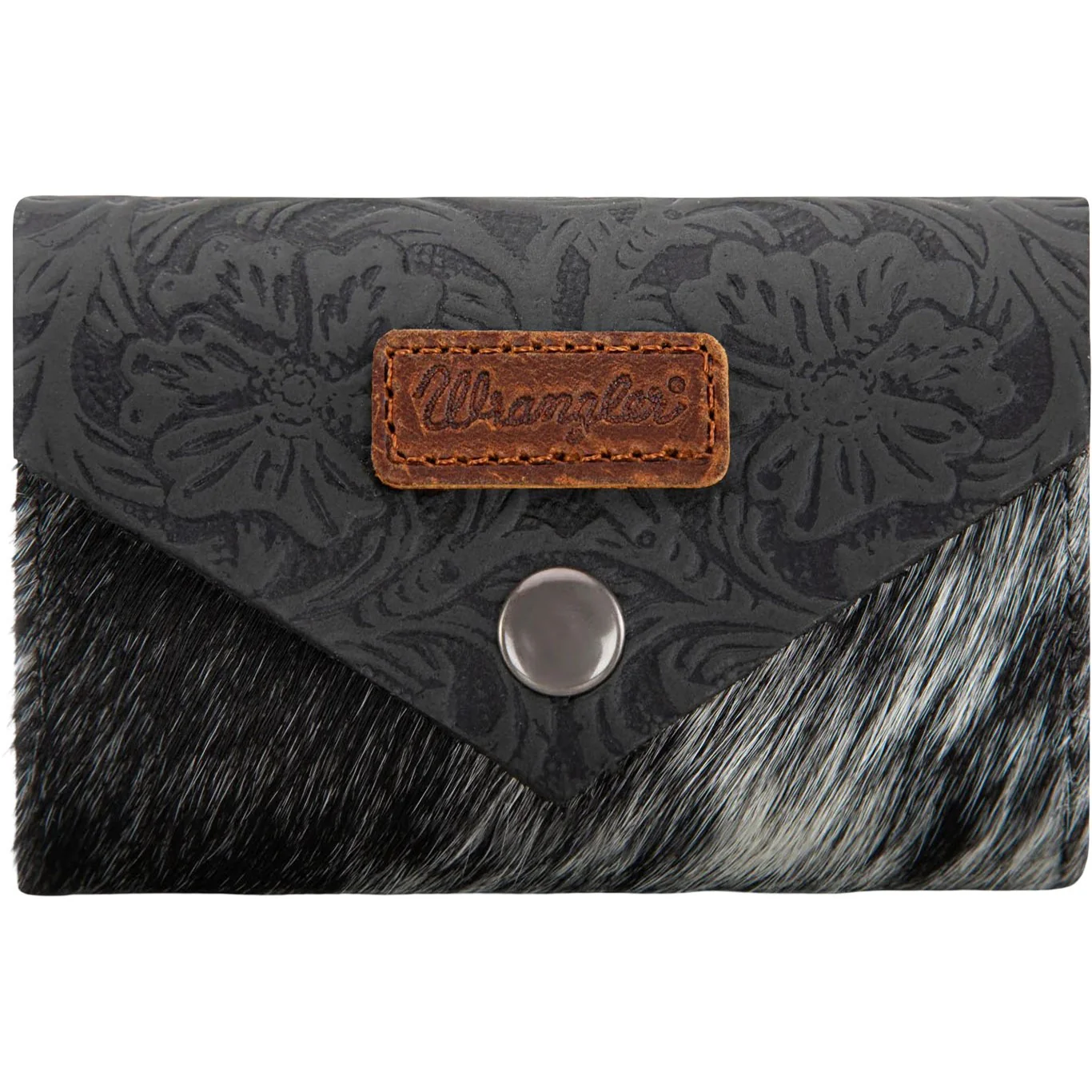 Wrangler - Womens Genuine Hair-On Cowhide Floral Tooled Card Holder - Image 2