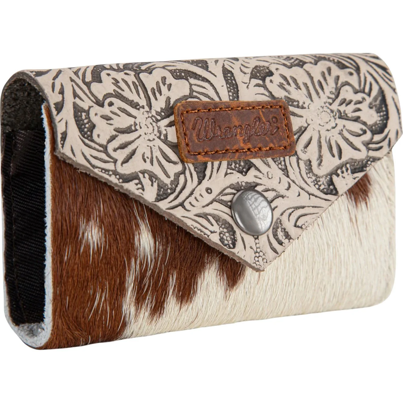 Wrangler - Womens Genuine Hair-On Cowhide Floral Tooled Card Holder - Image 5