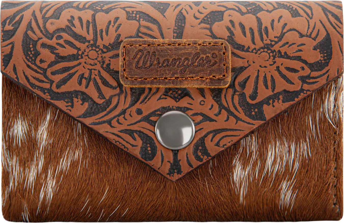 Wrangler - Womens Genuine Hair-On Cowhide Floral Tooled Card Holder - Image 9